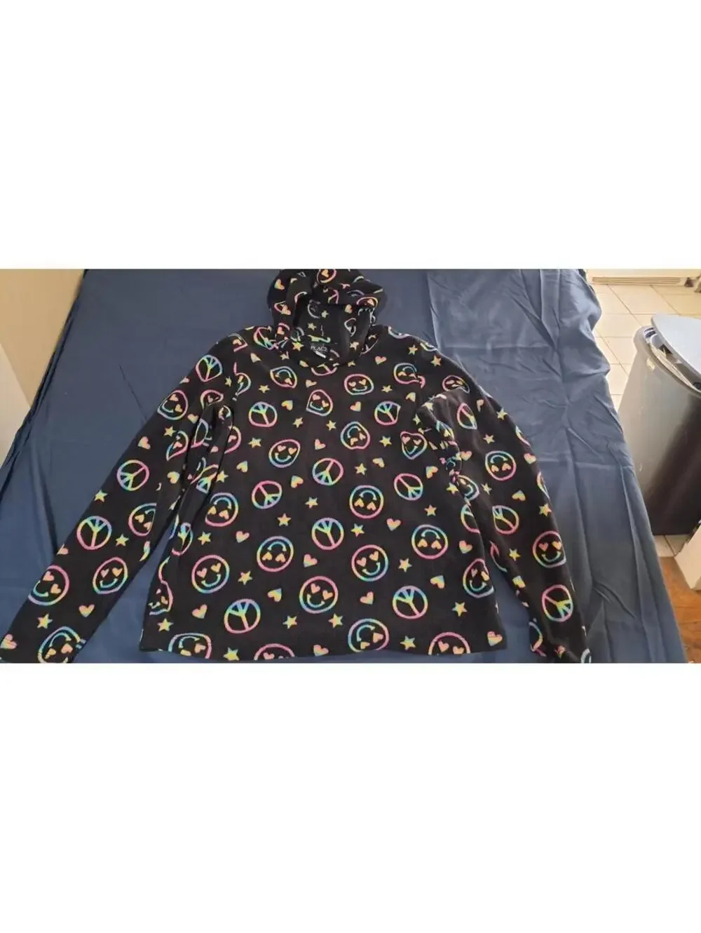 PLACE :Girls Size 14 Rainbow Smile Long Sleeve Hooded Sweatshirt